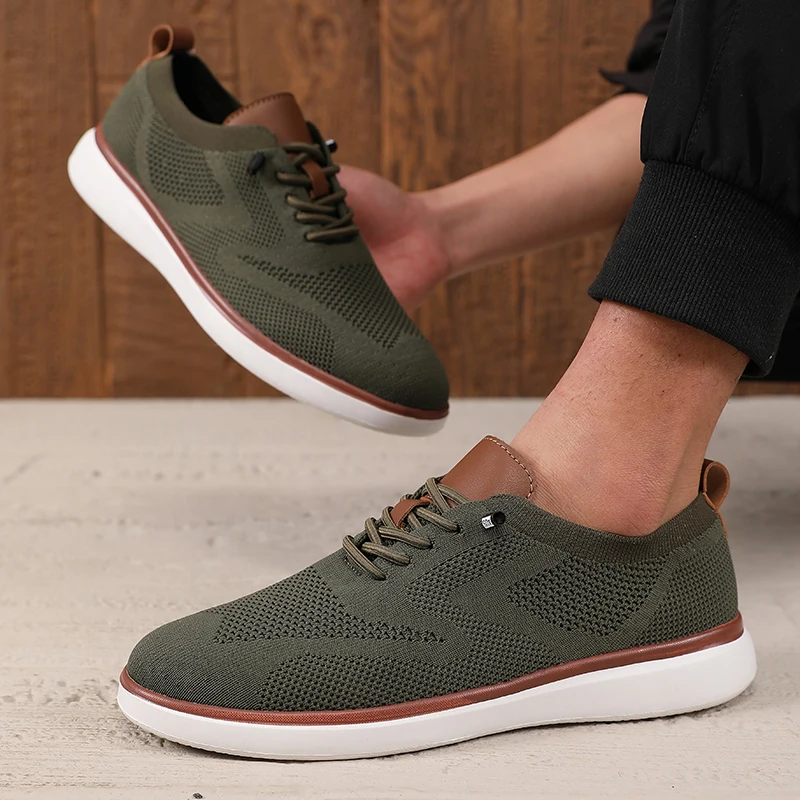 Image of Men's Avant-Garde Knitted Mesh Sneakers – Breathable, Stylish, and Comfortable Flat Casual Shoes for Urban Streetwear