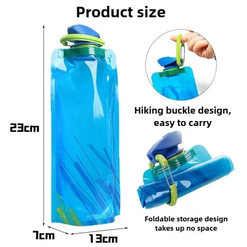Image of 500ml Soft Flask Folding Collapsible Water Bottle TPU BPA Free Outdoor Sport Portable Water Bag Running Camping