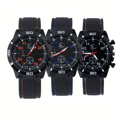 Image de Montre Homme Analogique Silicone - Style Simple & Élégant