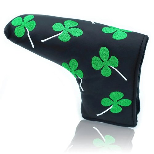 Image of Premium PU Leather Golf Putter Head Cover – Universal Blade Club Protector in Black and White for All Putters