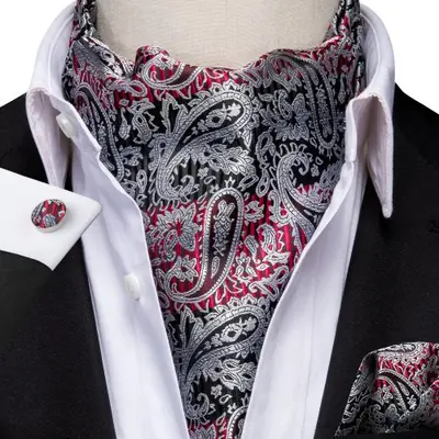Image de Ensemble Cravate Vintage Soie - Paisley & Boutons de Manchette