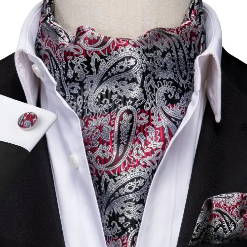 Image de Ensemble Cravate Vintage Soie - Paisley & Boutons de Manchette