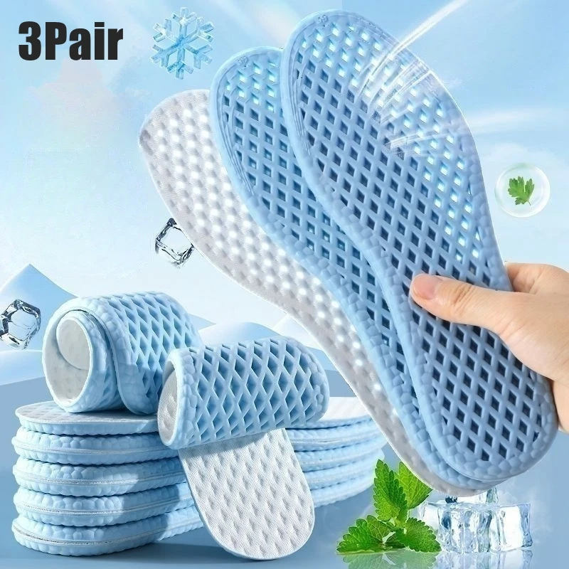 Bild von 3 Paar Sommer-Kühl-Einlegesohlen für Herren, Laufen, Sport, Stoßdämpfung, Schuhsohle, atmungsaktive Schuhe, Einlegesohle, Memory-Schaum-Schuhpolster