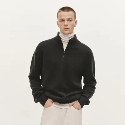 Image de Pull Homme Hiver Tricoté Col Haut - Laine Mélange