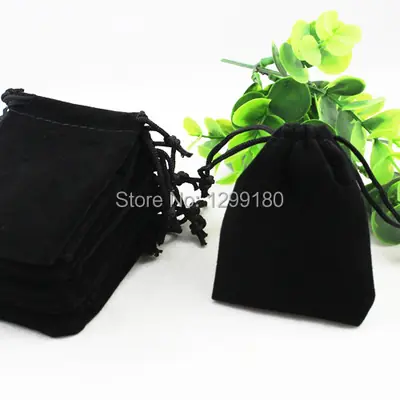 Image de Sac à Bijoux Velours Noir - Lot de 50