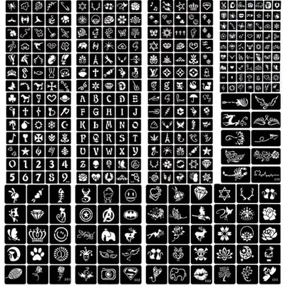 Image de 343 Pièces Pochoirs Tatouage Temporaire - Art Corporel Réutilisable