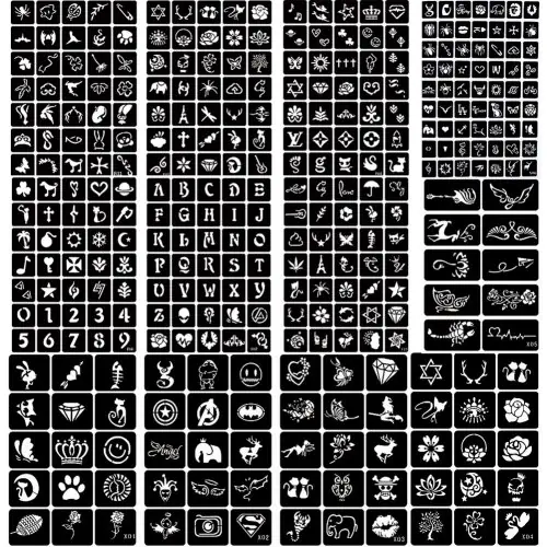 Image de 343 Pièces Pochoirs Tatouage Temporaire - Art Corporel Réutilisable