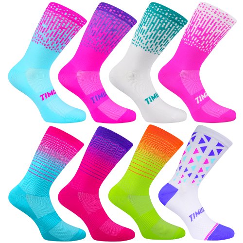 Imagen de Calcetines de Ciclismo Deportivos con Gradiente de Compresión para Hombres y Mujeres - Pack de 4 Pares, Transpirables y Personalizables