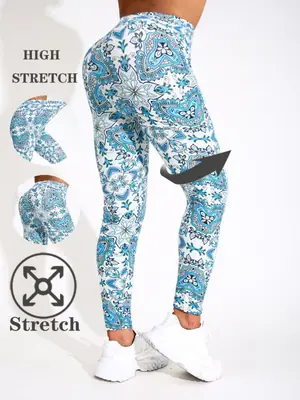 Image de Legging Imprimé ToTems Bleu Blanc - Élastique & Séduisant