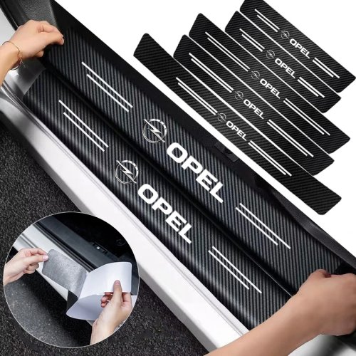 Immagine di Adesivi Protettivi per Soglia Porta Auto in Fibra di Carbonio Impermeabili – Design Premium per Opel Astra J, Insignia, Corsa D, Vectra C, Zafira A e Altri Modelli