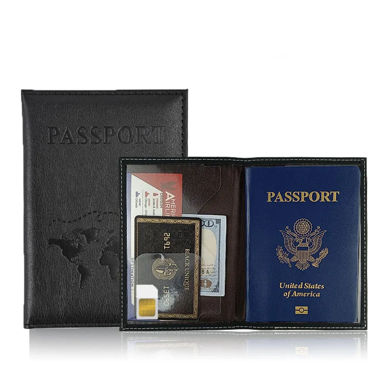 Immagine di Porta Passaporto in Pelle PU con Portafoglio Integrato – Organizzatore Viaggio Essenziale per Donne e Uomini