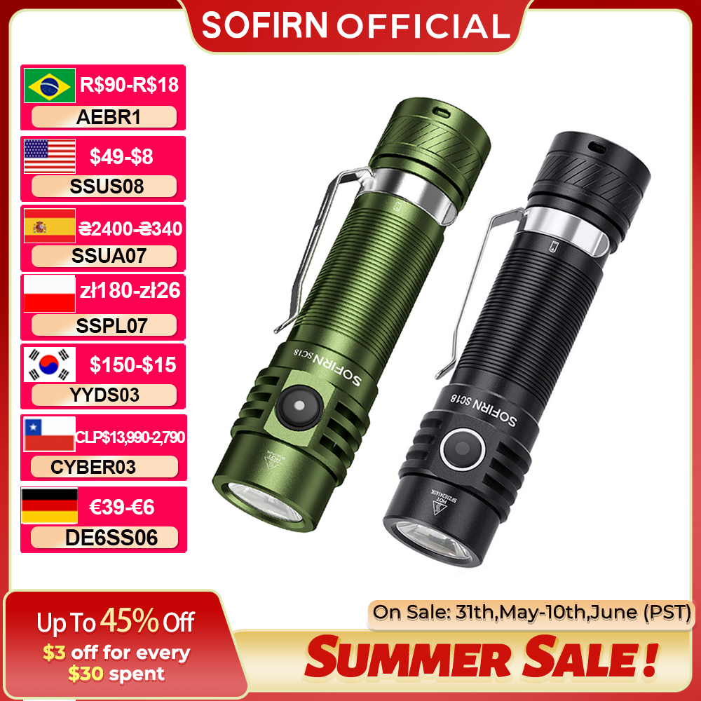 Afbeelding van Sofirn SC18 - Krachtige 1800LM EDC Zaklamp met USB-C Oplaadbaar