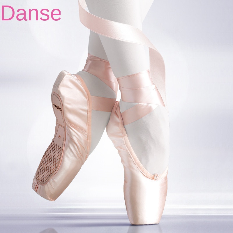 Immagine di Scarpe da punta per balletto da ballerina per ragazze Scarpe da balletto professionali in raso da donna rosa per ballare