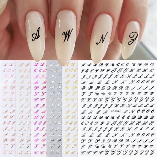 Afbeelding van 3D Romeinse Letter Nagelstickers - Goud, Zilver & Zwart