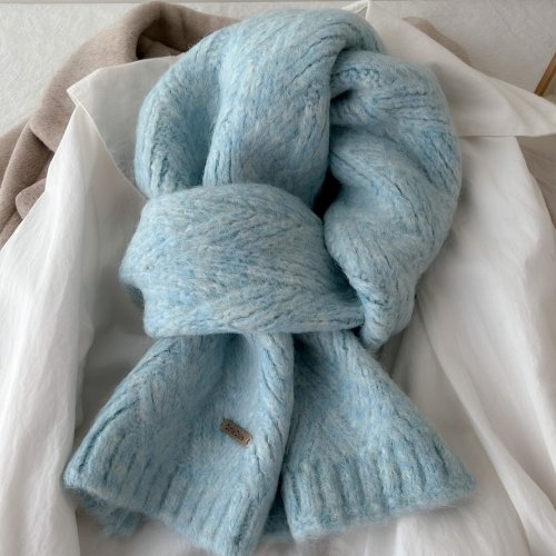 Bild von Weicher Strickschal aus Alpakawolle für Damen – Trendiger Herbst- und Winter-Schal im koreanischen Stil, dick, warm und vielseitig einsetzbar