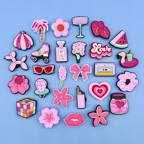 Afbeelding van Roze Schoencharmes met Bloemen & Parfum – 30 stuks