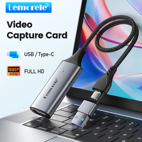 Image of Lemorele USB 2.0 HDMI to USB-C Game Capture Card – 1080p HD Video Recorder for Nintendo Switch, Xbox, PS4 & PS5 – Live Streaming and Recording Solution
