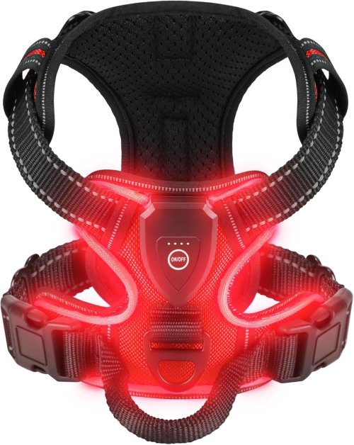 Afbeelding van LED-gloeiende lichtgevende hondenharnassen Essentieel voor hondenwandelen Veiligheid's nachts Hondenvest met drie LED-lichtmodi Oplaadbaar