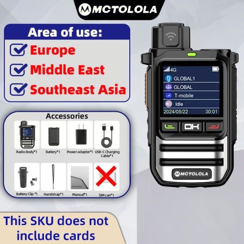 Immagine di MOTOLOLA (SIM Gratuita a Vita) Walkie Talkie POC 4G Globale, Ricetrasmittente Remoto per 5000 Chilom...