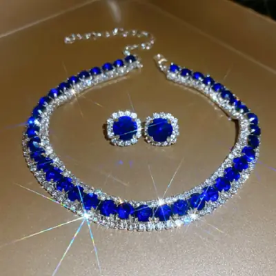 Image de Collier & Boucles d'oreilles Cristal - Ensemble de Mariée Luxe
