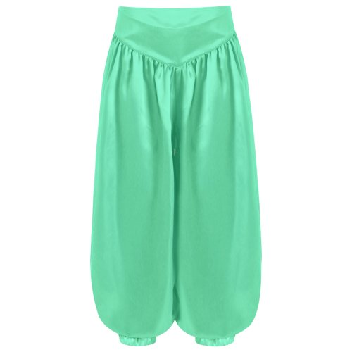 Imagen de Pantalones bombachos de satén de pierna ancha para actuación de danza del vientre para niñas, pantal...