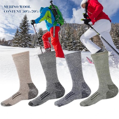 Imagen de Calcetines de Lana Merina para Hombre - 3 Pares Térmicos y Transpirables para Otoño e Invierno, Ideales para Montañismo y Deportes al Aire Libre