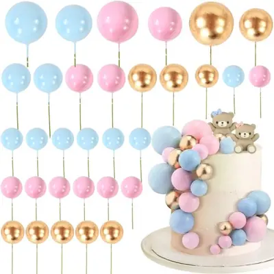 Image de Toppers de Gâteau Boule Ikchi Rose Or - 32 Pièces