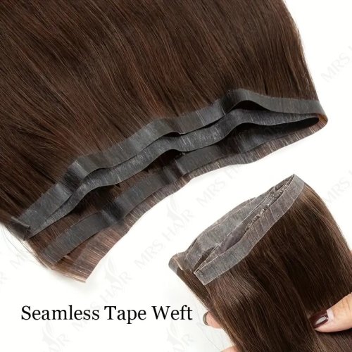 Immagine di Estensioni Capelli Umani Trama Naturale Senza Soluzione di Continuità, Nastro in PU, Lunghezza 80 cm, per Capelli Fini, Senza Colla, Fasci di Trama Lunga