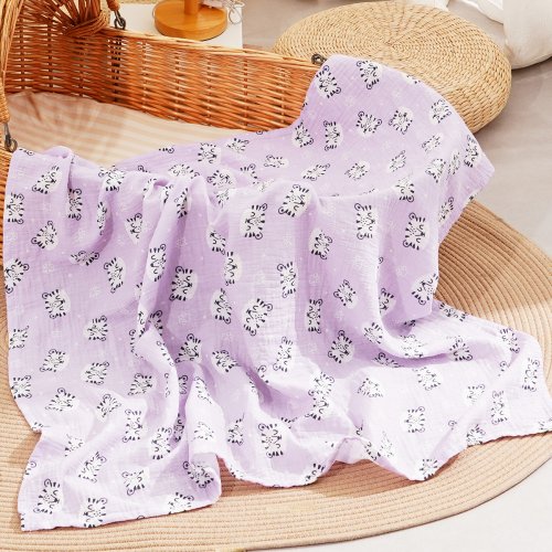 Zdjęcie Kocyki otulacze dla niemowląt z krepy bawełnianej 100%, miękka kołderka do przytulania, miękki ręcznik kąpielowy, otulacz do wózka, pokrowiec na kocyk, otulacz do drzemki dla niemowląt