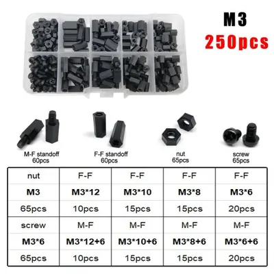 Image de Kit Entretoises Nylon Isolées M2 à M4 - Noir