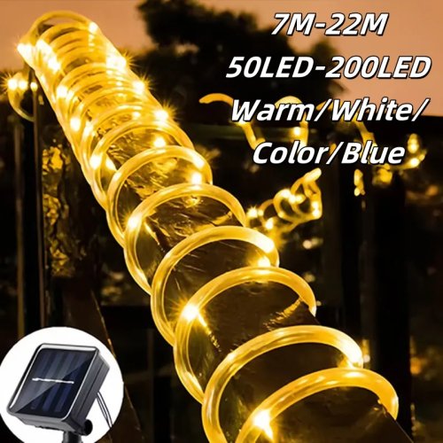 Imagen de Cuerda de luz LED Solar para exteriores, decoración de hadas impermeable para jardín, terraza, boda, fiesta, iluminación de árbol de Navidad