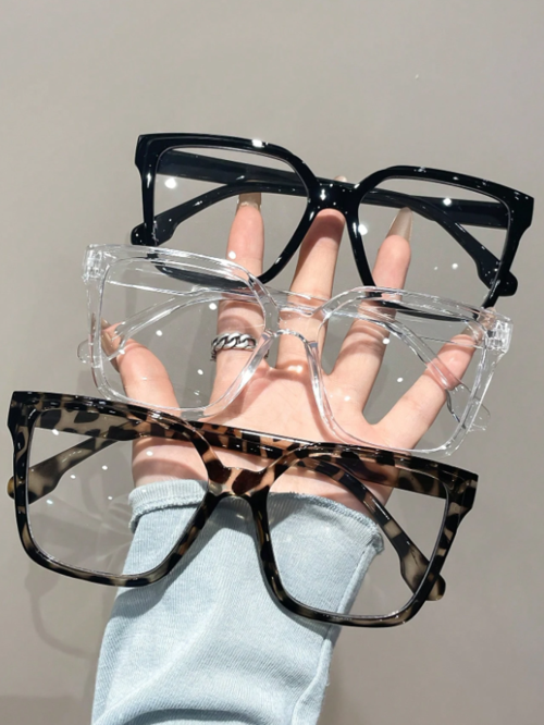 Imagen de 1 ud./2 uds./3 uds./4 Uds. Gafas geométricas elegantes, simples y elegantes con lentes transparentes, adecuadas para le