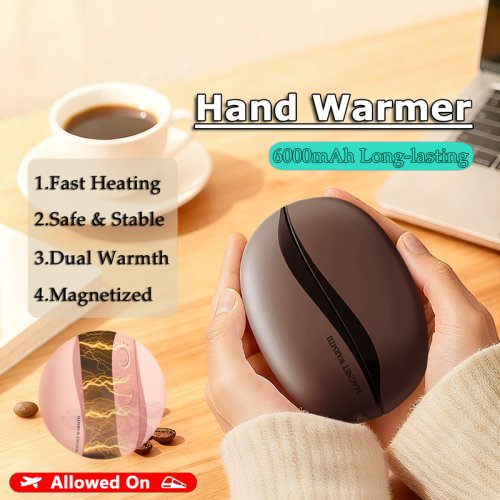 Afbeelding van Oplaadbare Elektrische Handwarmers met Magnetisch Ontwerp, 6000mAh Batterij, Split Type, Huidvriendelijk Materiaal voor Warmte en Comfort