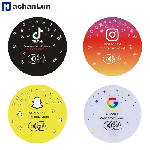 Image de Carte NFC Programmable Rond avec Adhésif - 13.56 MHz