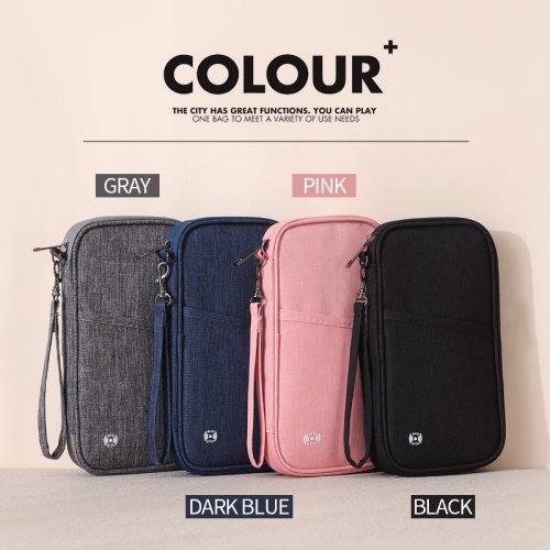 Zdjęcie Portfel na paszport z blokadą RFID – organizator dokumentów podróżnych dla całej rodziny z przestrzenią na karty kredytowe i klucze, idealny do bezpiecznych wyjazdów