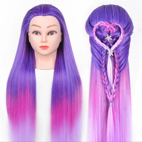 Image of Professional High-Temperature Fiber Blonde Mannequin Head with Realistic Wig for Hair Braiding and Styling Training – Complete Hairdressing Practice Manikin with Tripod Stand