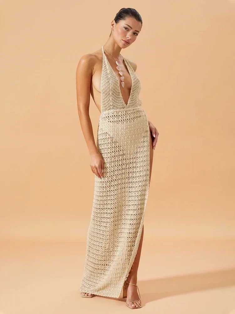 Imagen de Vestido Maxi con Escote en V Profundo para Mujer