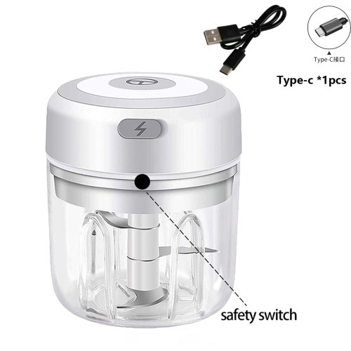 Afbeelding van 100 ml / 250 ml elektrische mini-knoflookpers-chopper - oplaadbare USB-stamper met krachtige lithiumbatterij, eenvoudige vleesmolen
