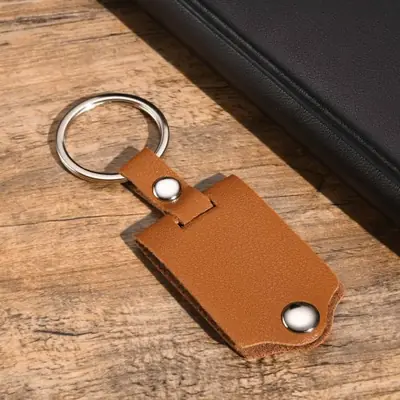 Image de Porte-clés photo personnalisé homme - Cadeau familial en cuir