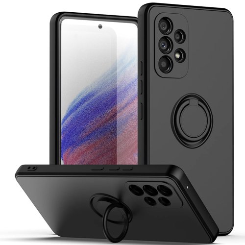 Afbeelding van Vloeibare Siliconen Magnetische Beugel Ring Zachte Telefoon Case Voor Samsung A54 A53 A52 A51 A71 A34 A32 A22 A73 S23 Ultra Plus S21FE Cover