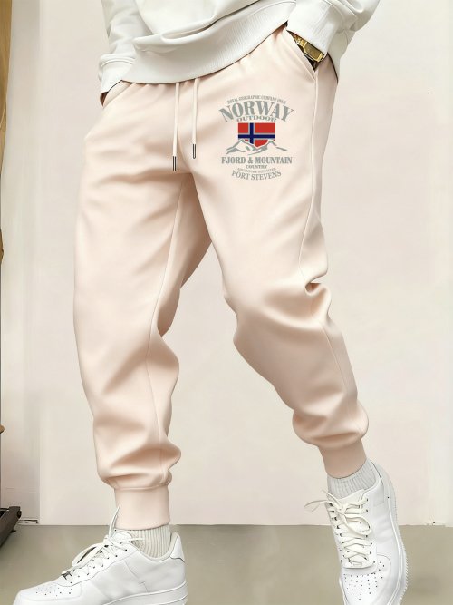 Zdjęcie Norweskie Fiordy i Góry Nadruk Męskie Spodnie Dresowe Modne Wielokolorowe Spodnie Casualowe Polarowe Spodnie Sportowe Jogging Unisex Spodnie