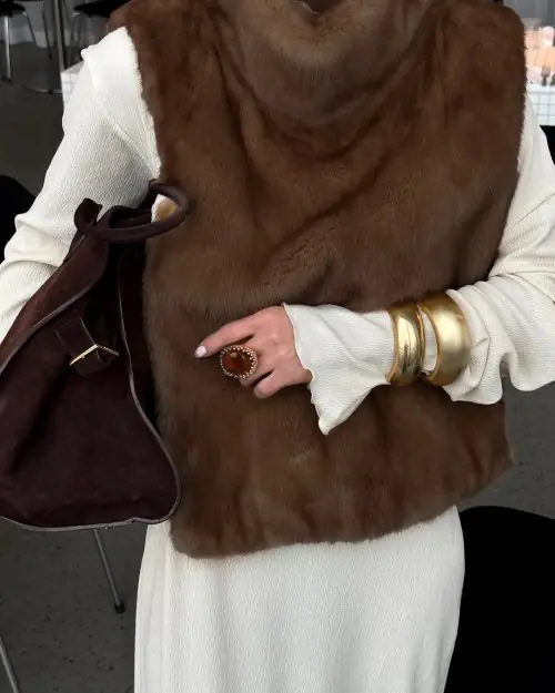 Image de Manteau Fausse Fourrure Noir Femme - Hiver 2025