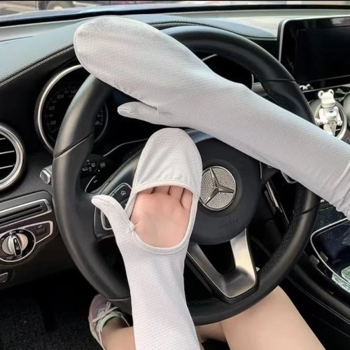 Afbeelding van IJsmouwhandschoenen voor dames die in de zomer rijden, grote zonbeschermingsmouwen, losse pasvorm, UV-bestendig, ademend