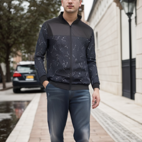 Afbeelding van 2024 lente en herfst nieuwe honkbalkraag korte losse effen kleur jas heren business casual dunne jas trend