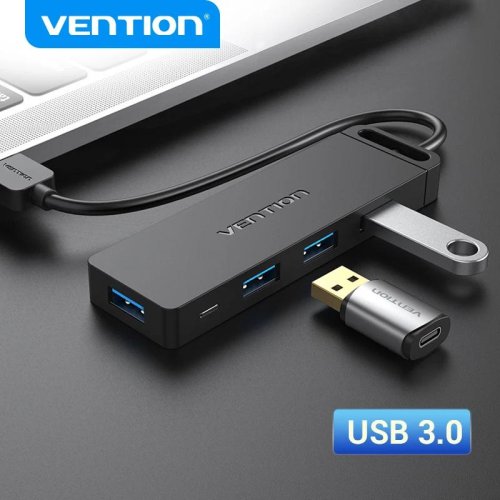 Imagen de Hub USB-C de 4 Puertos con Conexión USB 3.0, Carga Rápida y Compatible con MacBook Pro, iPad, Samsung, Lenovo y Otros Dispositivos PC