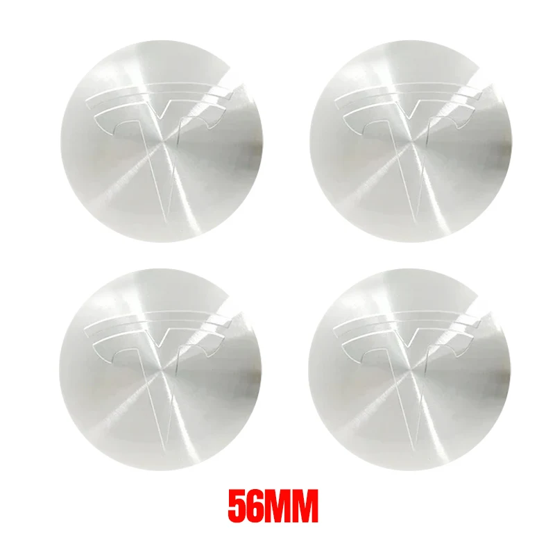 Imagen de 4 Uds 56mm tapa de cubo Tesla tapa central Logo pegatina de alta calidad para Tesla modelo 3 Y S X pegatina de coche personalizada accesorios de coche
