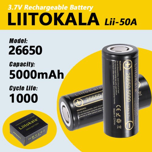 Afbeelding van 1-18 stks LiitoKala lii-50A 26650 5000 mah lithium batterij 3.7 V 5000 mAh 26650-50A oplaadbare batterij geschikt voor zaklamp