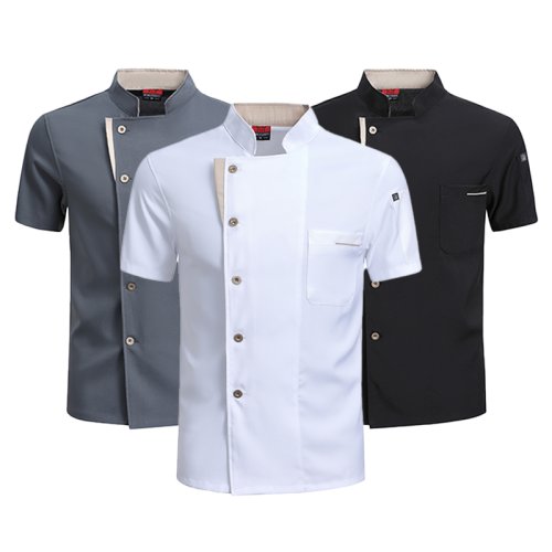 Bild von Sommer-Kochjacke, Restaurant, Küchenchef, Arbeitsuniform, Kellner, weißes Hemd, Kochkostüm, Friseur, Catering, Bäckerei-Overall