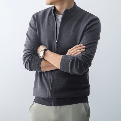 Imagen de Animal Game-cárdigan con cremallera para hombre, suéter ajustado, Jersey de punto con soporte, blusa cálida y fría, abrigos largos con cremallera