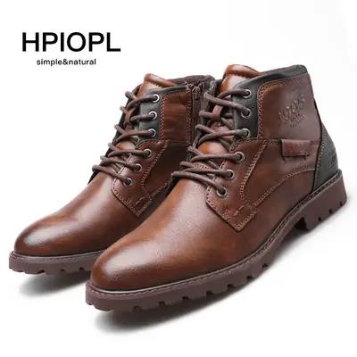Image de Bottines Homme Cuir Marron - Style Militaire & Outdoor